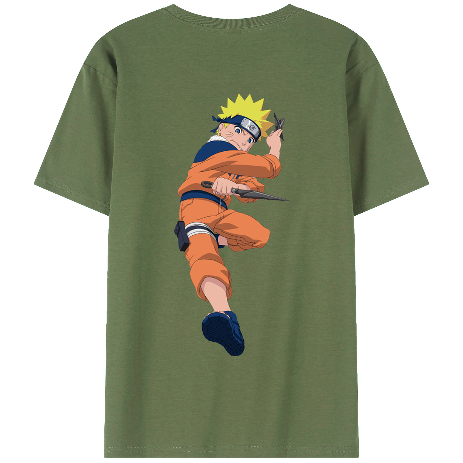 （画像用） NARUTO -ナルト- うずまき ナルト Uzumaki Naruto 綿100％ メンズ半袖Tシャツ（バックプリント） 通気性